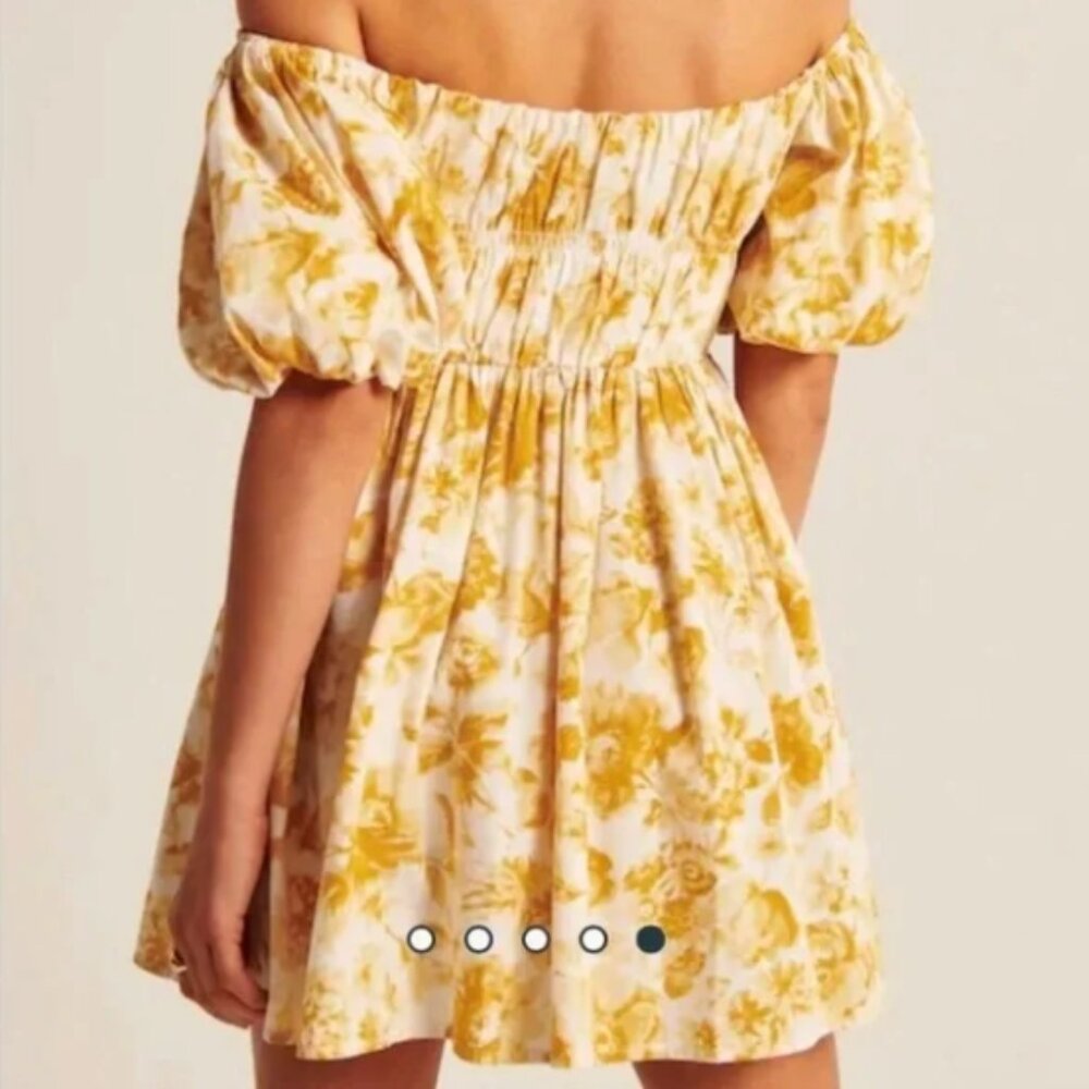 | abercrombie & fitch • yellow ots puff sleeve mini dress • medium | - Picture 3 of 11